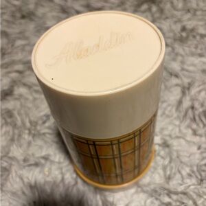 Cream and Gold Plaid Aladdin thermos
